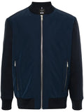 BOSS MEN X Porsche Contrasting-Fabrics Bomber Jacket Dark Blue Navy - MAISONDEFASHION.COM