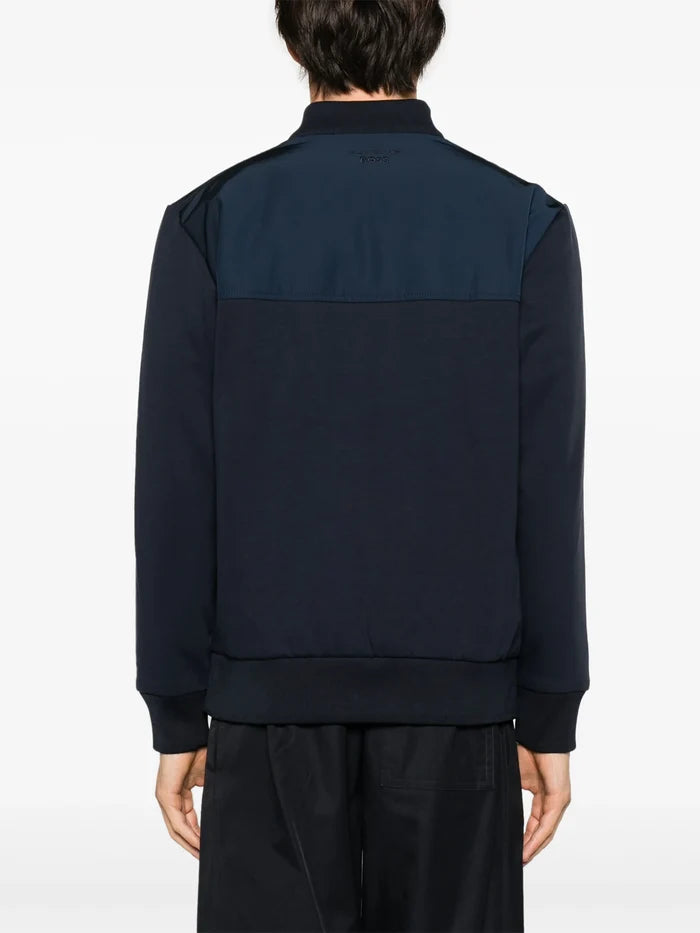BOSS MEN X Porsche Contrasting-Fabrics Bomber Jacket Dark Blue Navy - MAISONDEFASHION.COM