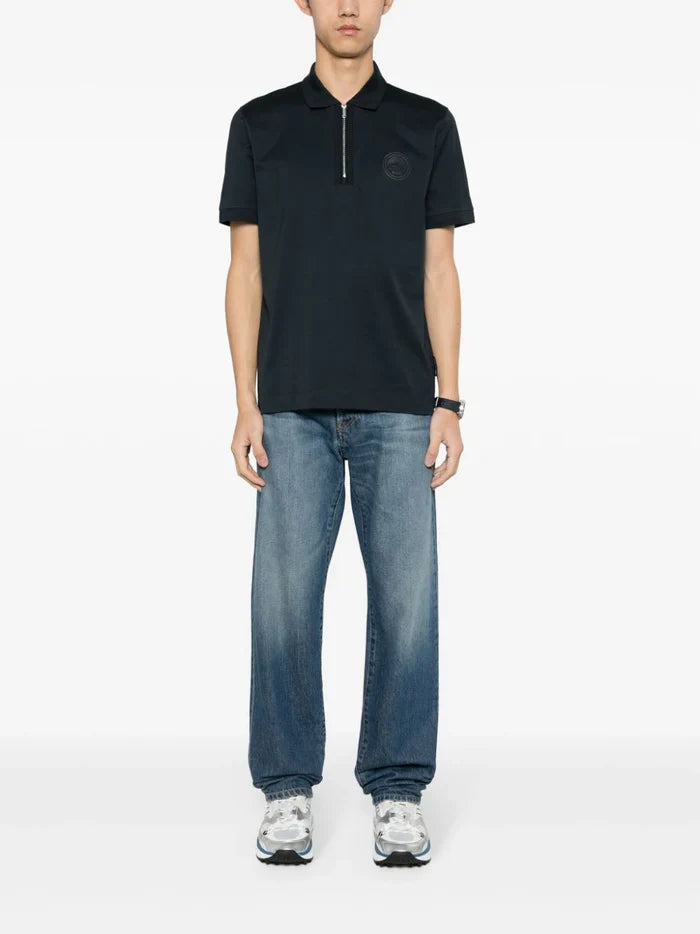 BOSS MEN X Porsche Half-Zip Short-Sleeved Polo Shirt Dark Blue - MAISONDEFASHION.COM