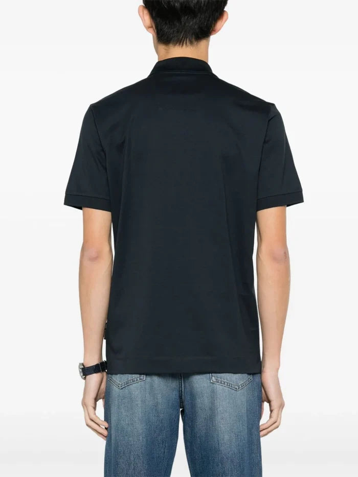 BOSS MEN X Porsche Half-Zip Short-Sleeved Polo Shirt Dark Blue - MAISONDEFASHION.COM