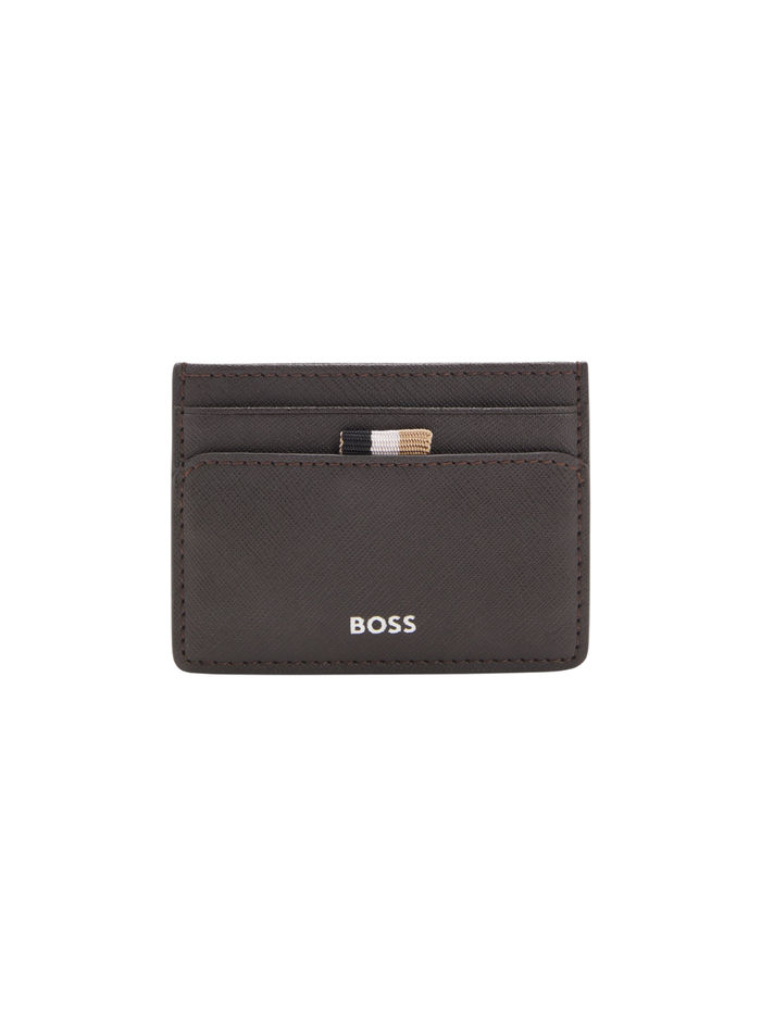 BOSS Zair Card Holder With Foil-Embossed Logo Dark Brown - MAISONDEFASHION.COM