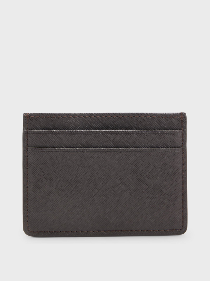 BOSS Zair Card Holder With Foil-Embossed Logo Dark Brown - MAISONDEFASHION.COM