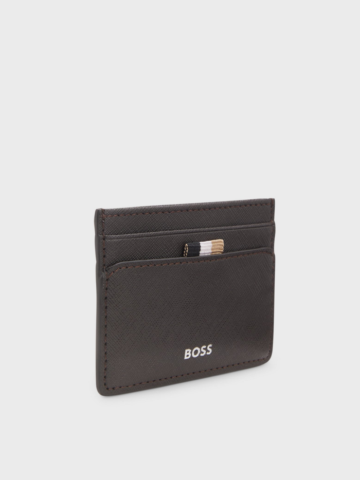 BOSS Zair Card Holder With Foil-Embossed Logo Dark Brown - MAISONDEFASHION.COM
