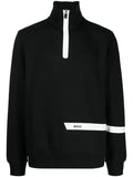 BOSS MEN Zip-neck Short-Sleeved Sweatshirt Black - MAISONDEFASHION.COM