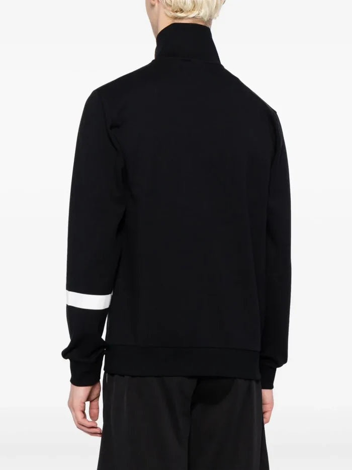 BOSS MEN Zip-neck Short-Sleeved Sweatshirt Black - MAISONDEFASHION.COM