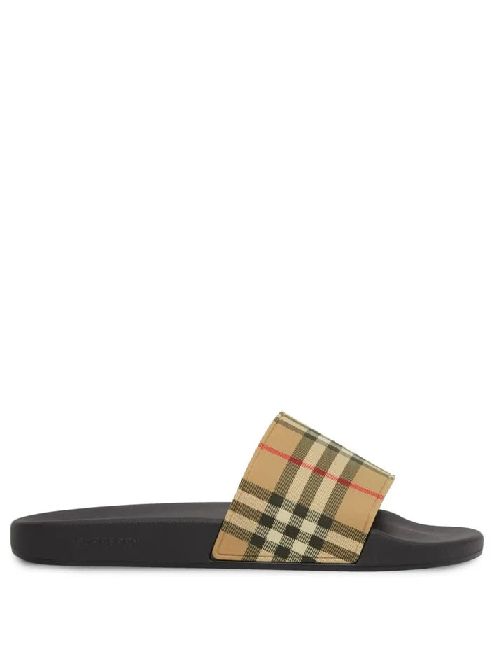 BURBERRY Check Slides Archive Beige