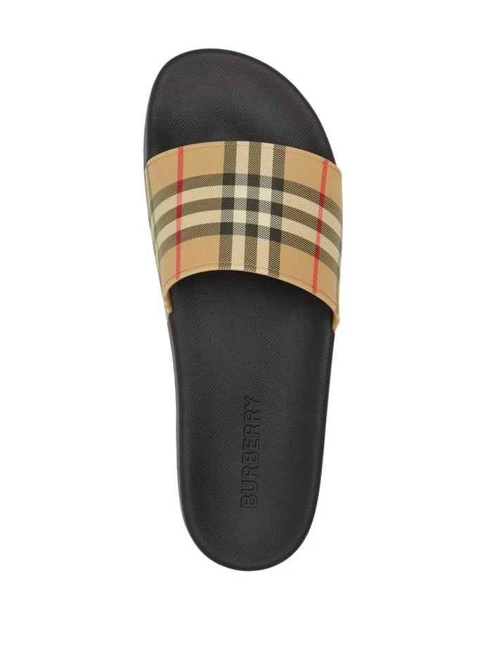BURBERRY Check Slides Archive Beige