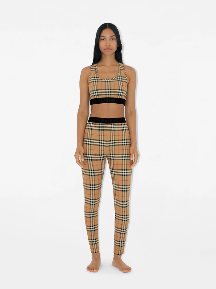 BURBERRY WOMEN Check Bra Top Archive Beige - MAISONDEFASHION.COM