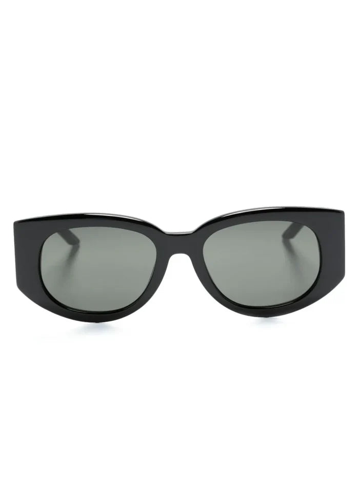 CASABLANCA Acetate & Metal Oval Wave Sunglasses Black/Gold - MAISONDEFASHION.COM