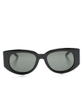 CASABLANCA Acetate & Metal Oval Wave Sunglasses Black/Gold - MAISONDEFASHION.COM