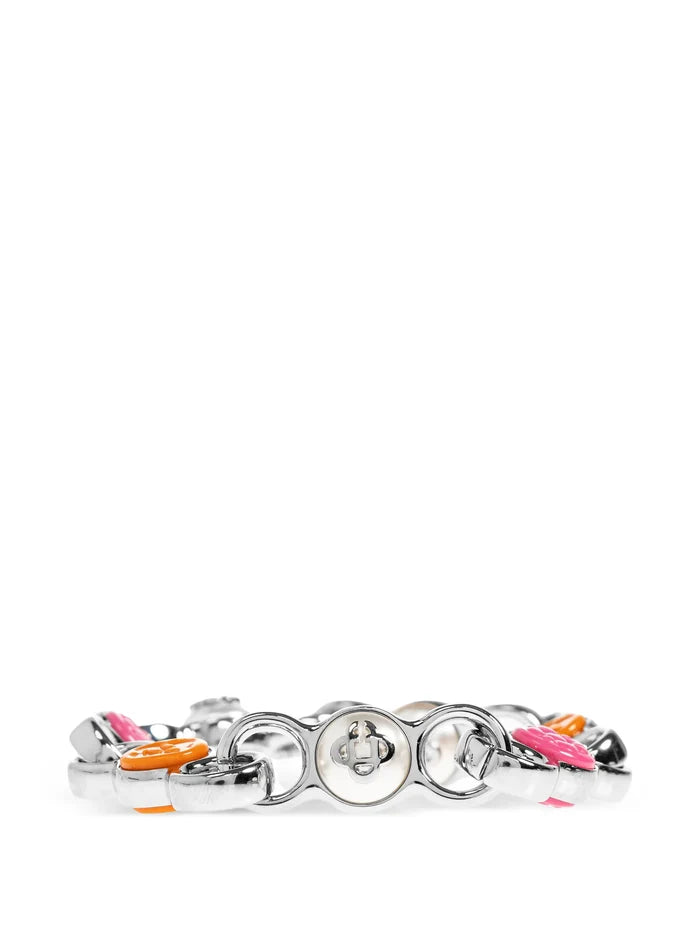 CASABLANCA Bull Link Chain Bracelet Silver/Orange/Pink - MAISONDEFASHION.COM