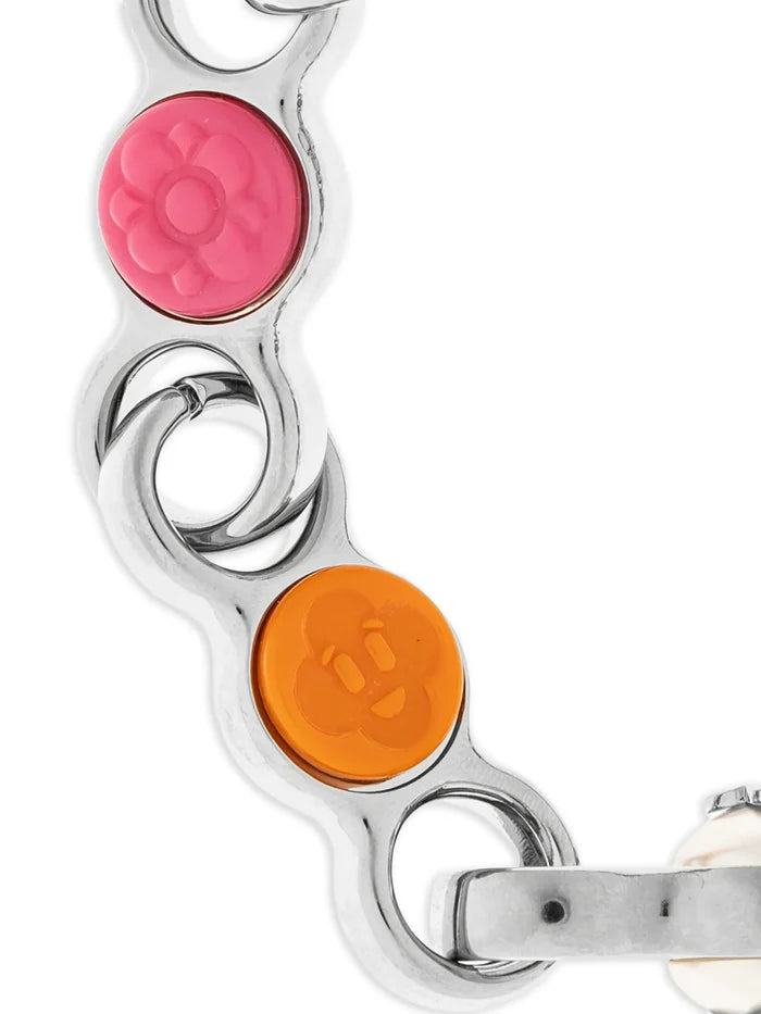 CASABLANCA Bull Link Chain Bracelet Silver/Orange/Pink - MAISONDEFASHION.COM