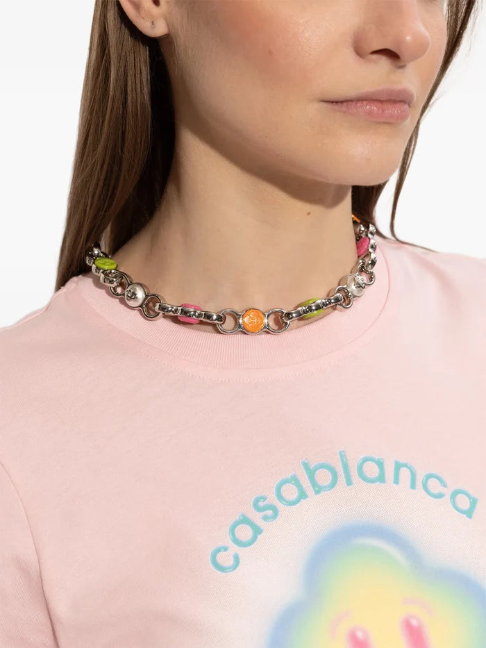 CASABLANCA Bull Link Chain Chocker Silver/Orange/Pink/Green - MAISONDEFASHION.COM