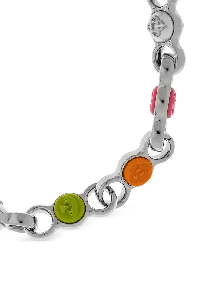 CASABLANCA Bull Link Chain Chocker Silver/Orange/Pink/Green - MAISONDEFASHION.COM