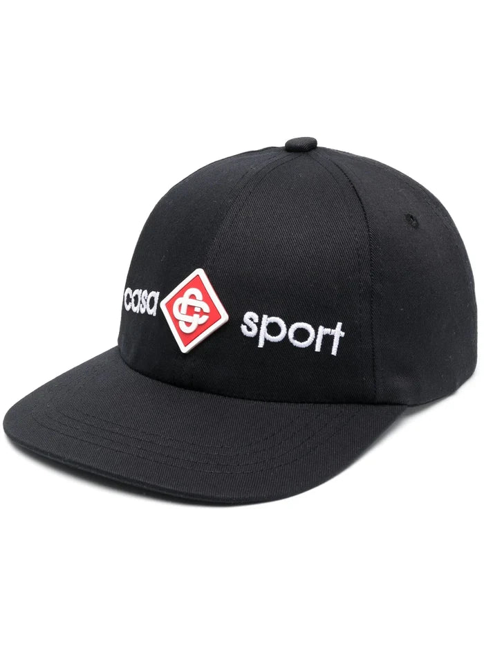 CASABLANCA Casa Sport Logo Embroidered Cap Black - MAISONDEFASHION.COM
