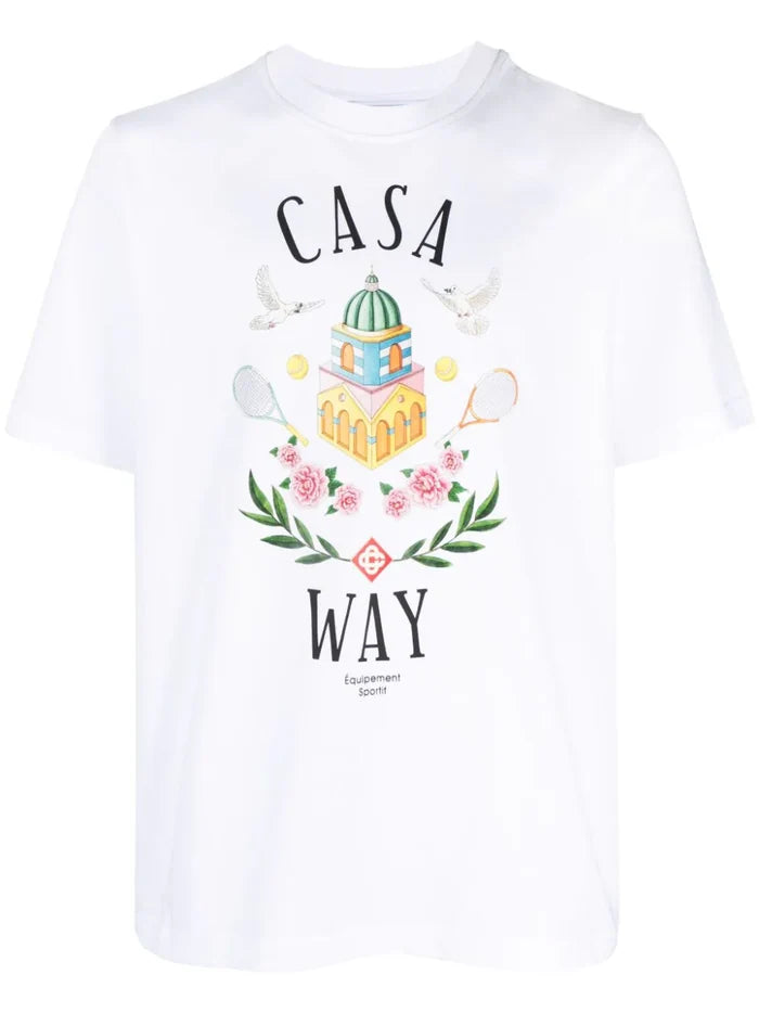 CASABLANCA Casa Way Printed Graphic T-Shirt White - MAISONDEFASHION.COM