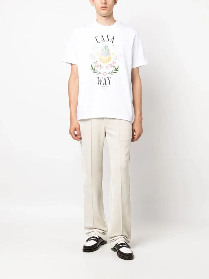CASABLANCA Casa Way Printed Graphic T-Shirt White - MAISONDEFASHION.COM