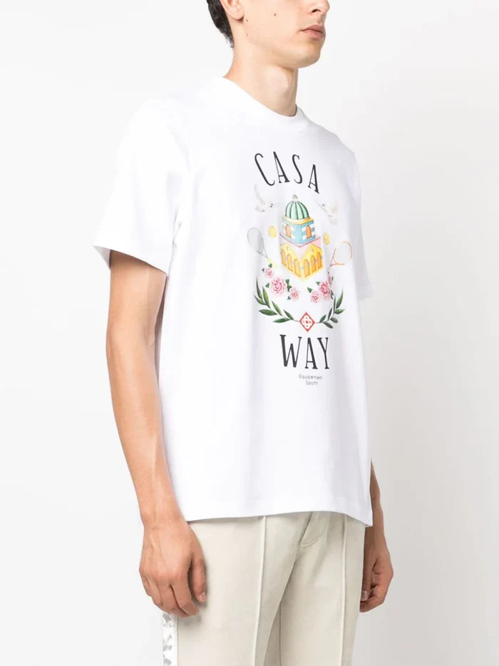 CASABLANCA Casa Way Printed Graphic T-Shirt White - MAISONDEFASHION.COM