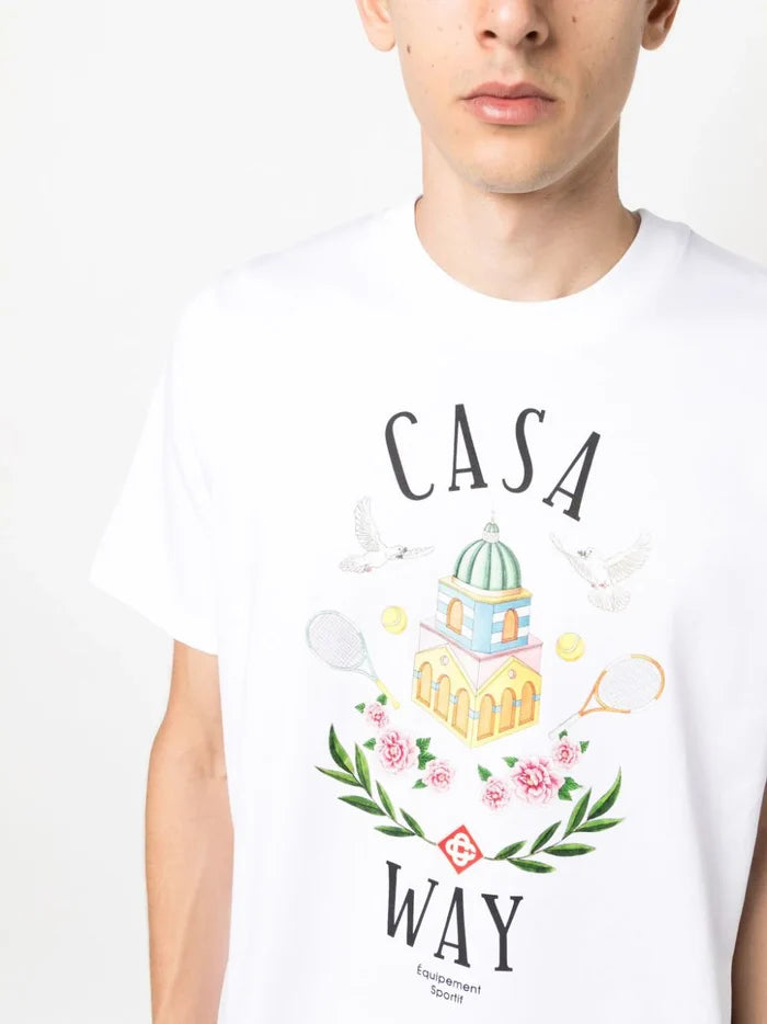 CASABLANCA Casa Way Printed Graphic T-Shirt White - MAISONDEFASHION.COM