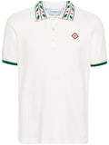 CASABLANCA MEN Classic Laurel Pique Polo Shirt Laurel Logo White - MAISONDEFASHION.COM