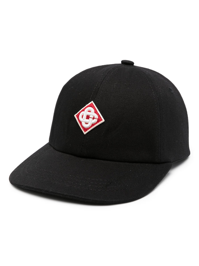 CASABLANCA MEN Diamond Logo Patch Cap Casa Logo Black - MAISONDEFASHION.COM