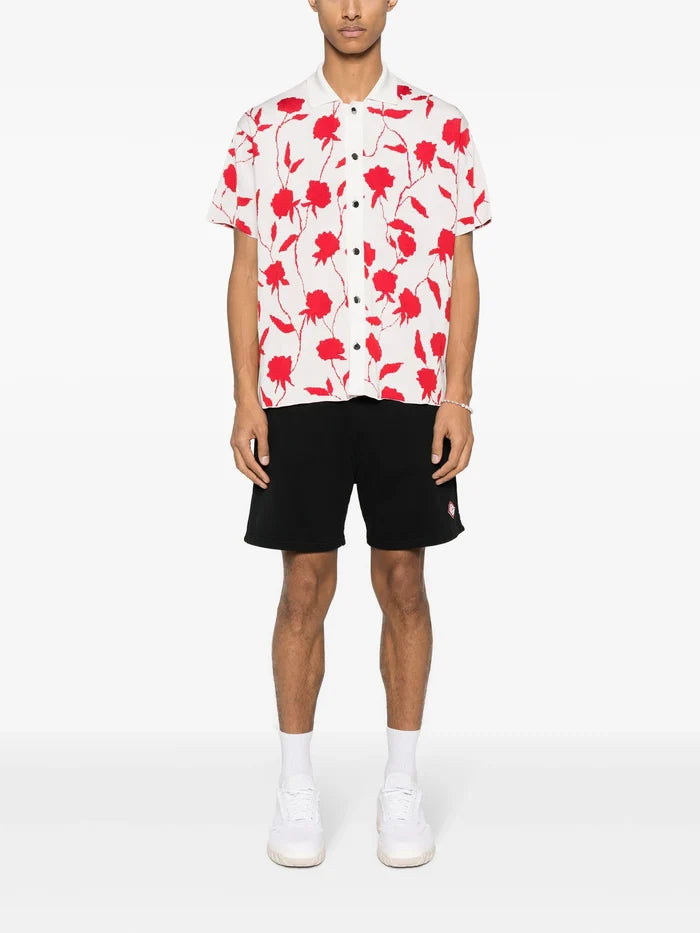 CASABLANCA MEN Diamond Logo Patch Sweat Shorts Black - MAISONDEFASHION.COM