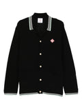 CASABLANCA Embroidered Cotton Crochet Long Sleeve Shirt Black - MAISONDEFASHION.COM