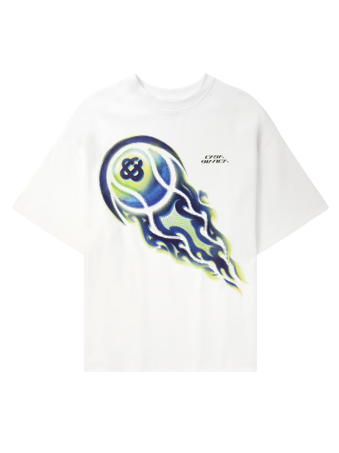 CASABLANCA Flaming Tennis Ball Oversized T-Shirt White - MAISONDEFASHION.COM