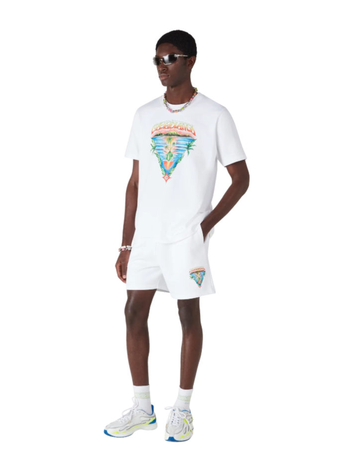 CASABLANCA Innocence Triangle Sweatshorts White - MAISONDEFASHION.COM