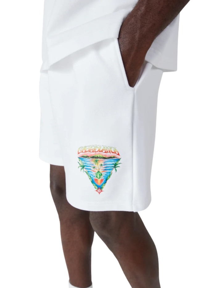 CASABLANCA Innocence Triangle Sweatshorts White - MAISONDEFASHION.COM