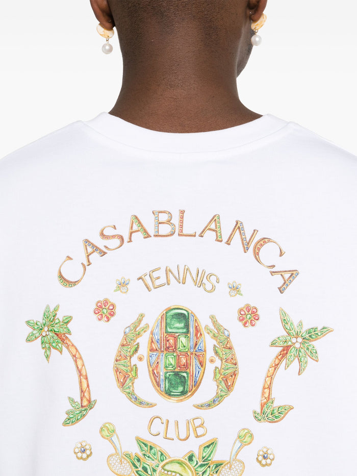 CASABLANCA MEN Joyaux D'Afrique Tennis Club Printed T-Shirt White - MAISONDEFASHION.COM