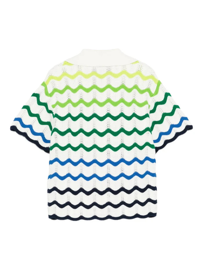 CASABLANCA KIDS Boys Wave Knit Shirt White - MAISONDEFASHION.COM
