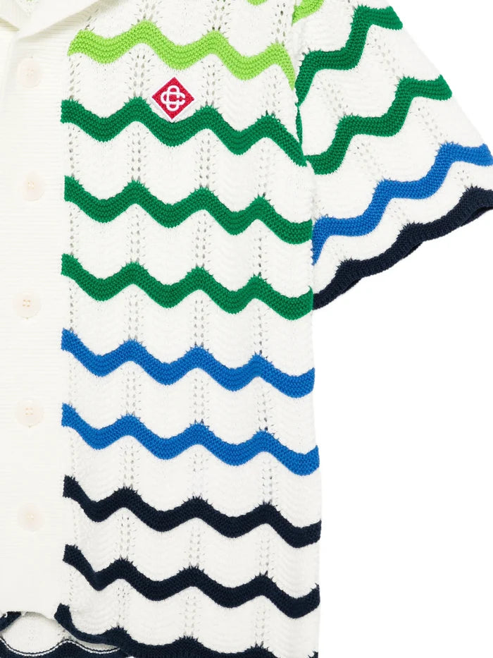 CASABLANCA KIDS Boys Wave Knit Shirt White - MAISONDEFASHION.COM