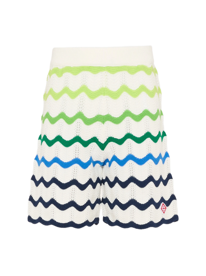 CASABLANCA KIDS Boys Wave Knit Shorts White - MAISONDEFASHION.COM