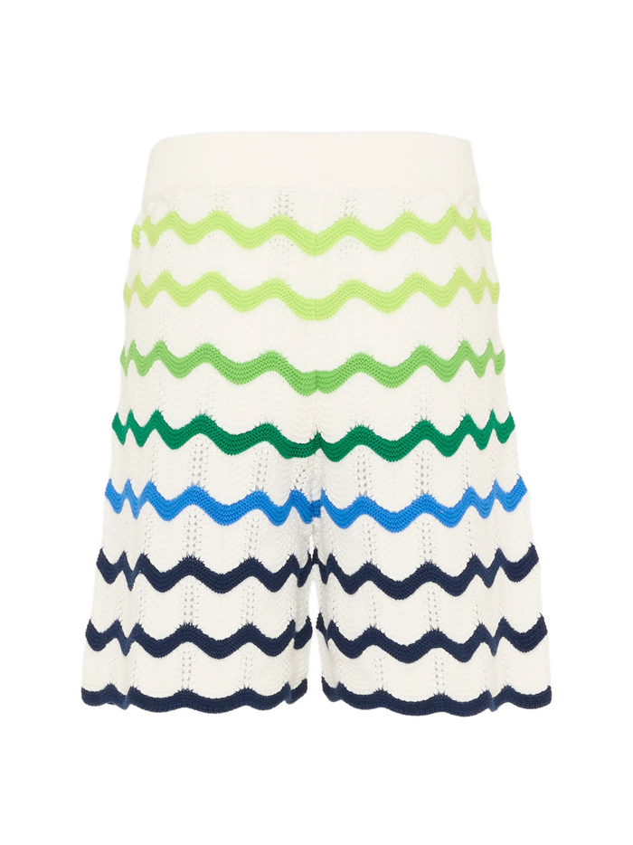 CASABLANCA KIDS Boys Wave Knit Shorts White - MAISONDEFASHION.COM