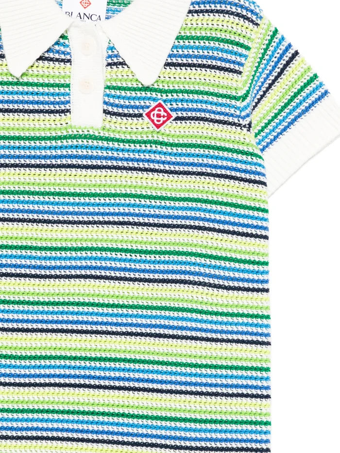 CASABLANCA KIDS Girls Striped Polo Dress White/Multicolour - MAISONDEFASHION.COM