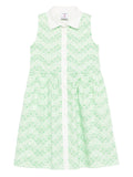 CASABLANCA KIDS Girls Wavy Monogram Dress Green - MAISONDEFASHION.COM