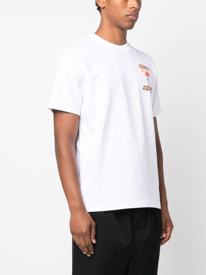 CASABLANCA La Flamme Du Sport Printed T-Shirt White - MAISONDEFASHION.COM