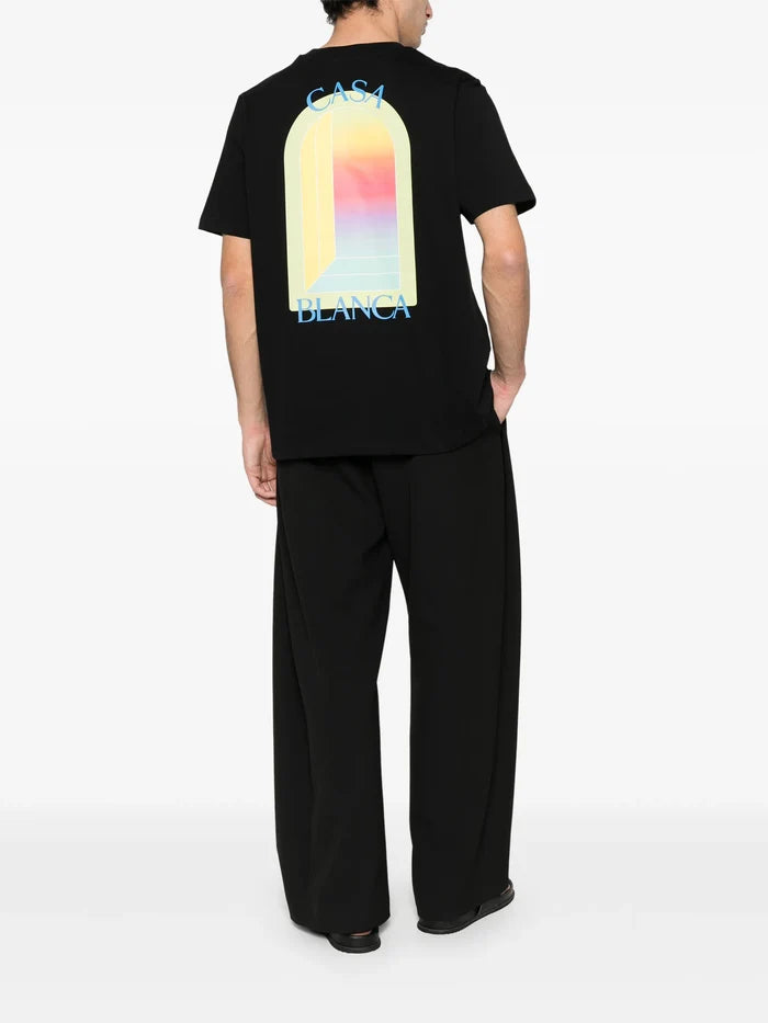 CASABLANCA L'arche Classic T-shirt Black - MAISONDEFASHION.COM
