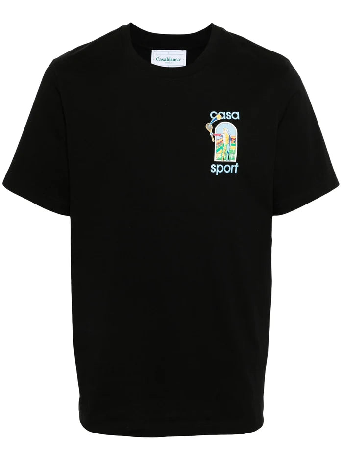 CASABLANCA MEN Le Jeu Colore Screen Printed T-Shirt Black - MAISONDEFASHION.COM