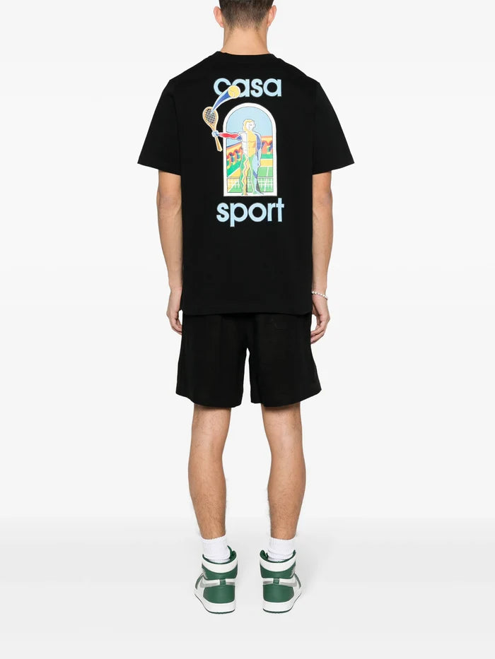 CASABLANCA MEN Le Jeu Colore Screen Printed T-Shirt Black - MAISONDEFASHION.COM
