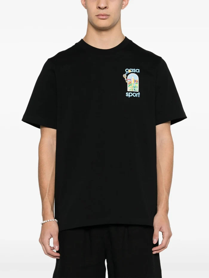CASABLANCA MEN Le Jeu Colore Screen Printed T-Shirt Black - MAISONDEFASHION.COM