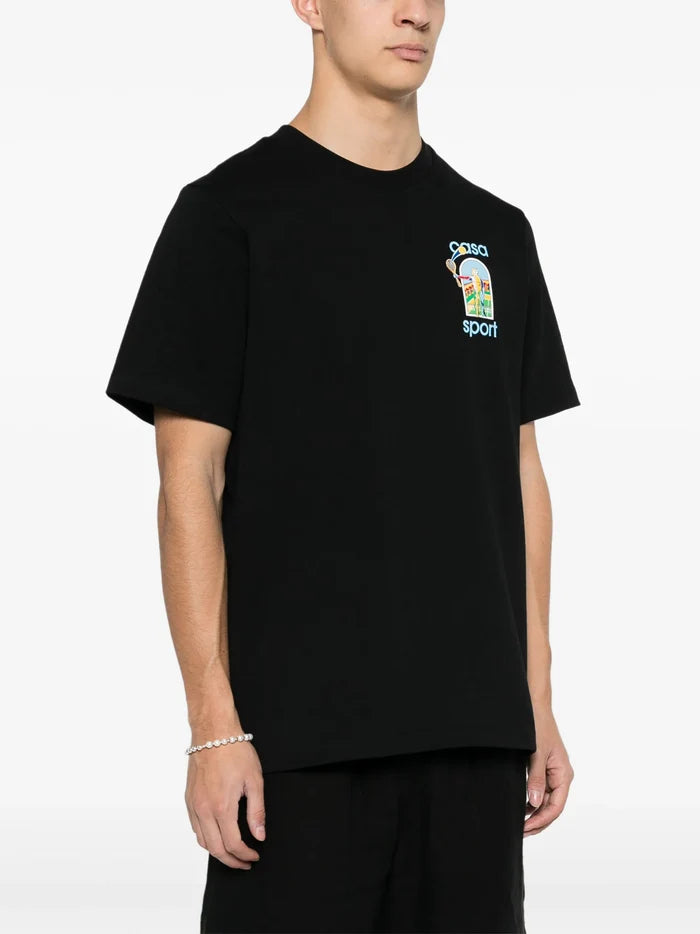 CASABLANCA MEN Le Jeu Colore Screen Printed T-Shirt Black - MAISONDEFASHION.COM
