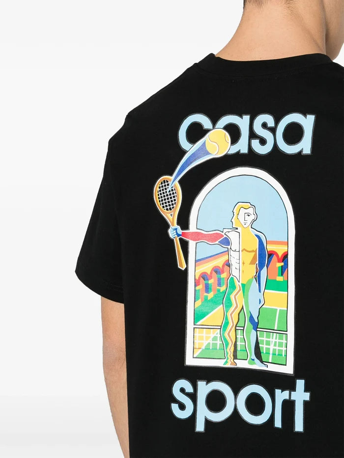 CASABLANCA MEN Le Jeu Colore Screen Printed T-Shirt Black - MAISONDEFASHION.COM