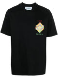 CASABLANCA Les Elements Printed Cotton T-Shirt Black - MAISONDEFASHION.COM