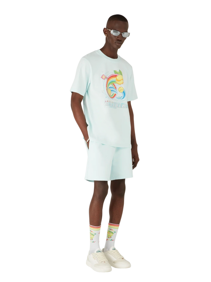CASABLANCA Manga Tennis Ball Short Sleeve T-Shirt Pale Blue - MAISONDEFASHION.COM