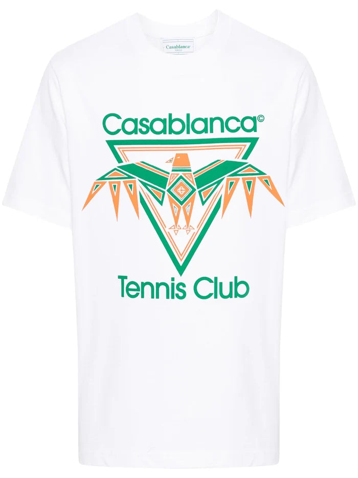 CASABLANCA MEN Playful Eagle Logo Cotton T-Shirt White - MAISONDEFASHION.COM