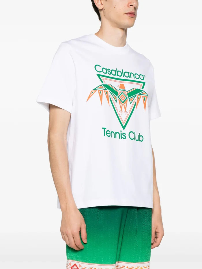 CASABLANCA MEN Playful Eagle Logo Cotton T-Shirt White - MAISONDEFASHION.COM