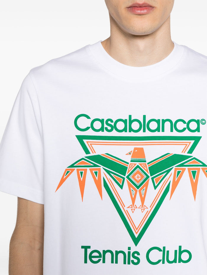 CASABLANCA MEN Playful Eagle Logo Cotton T-Shirt White - MAISONDEFASHION.COM