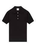 CASABLANCA Pointelle Monogram Short Sleeve Polo Shirt Black - MAISONDEFASHION.COM